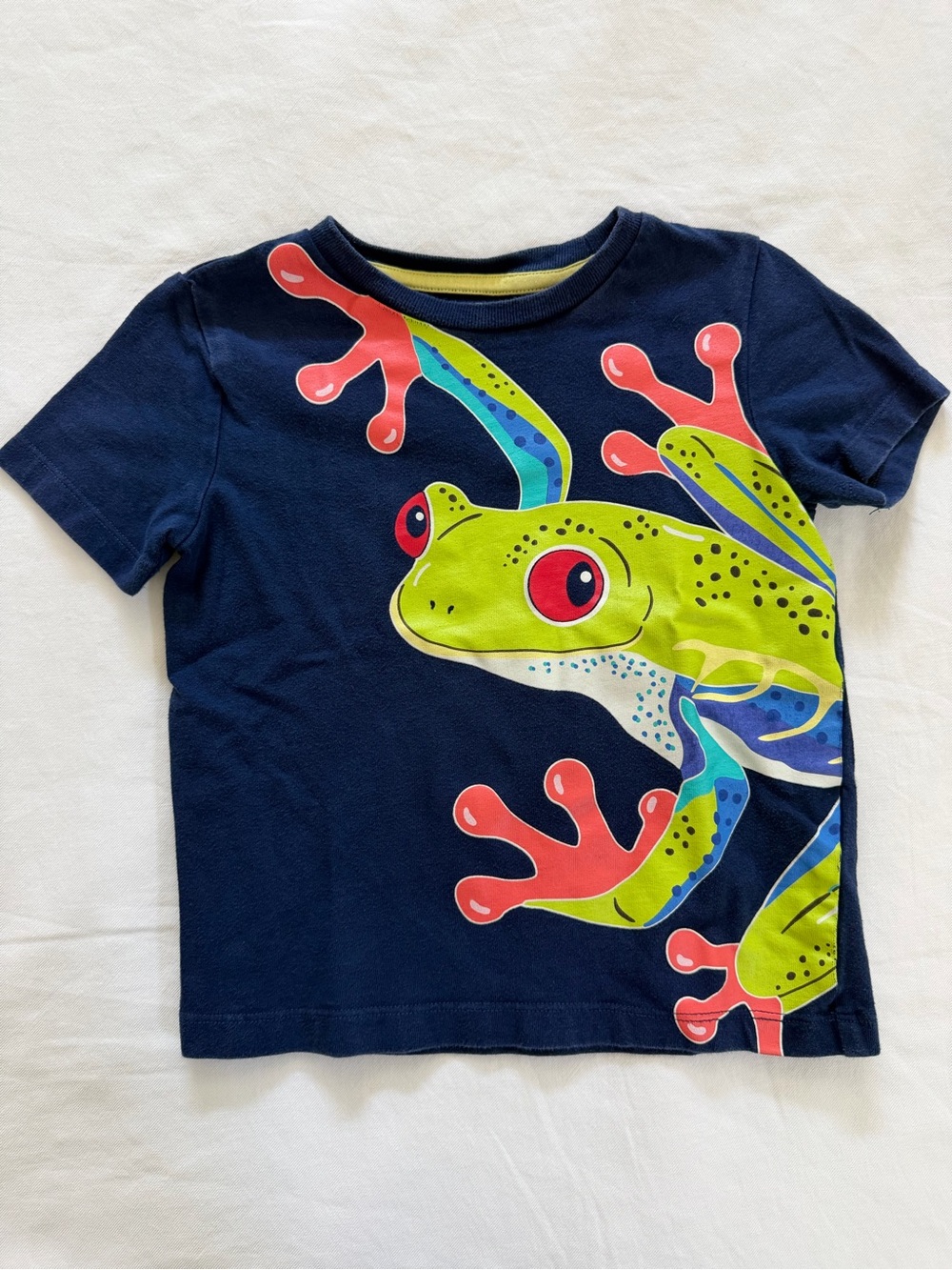 Mini Boden Navy Tee with Lime Accent